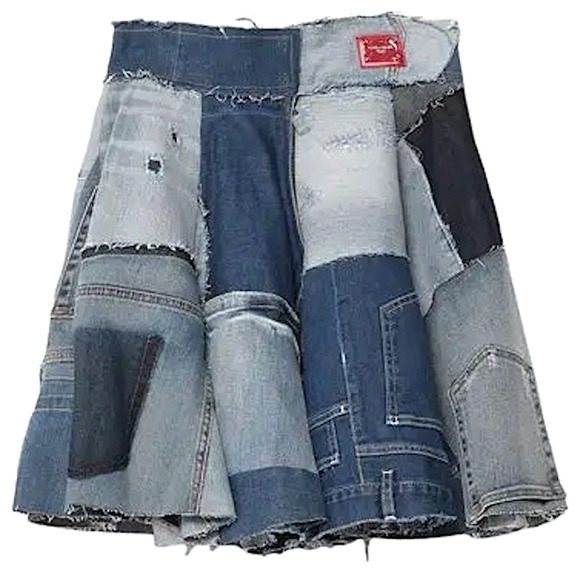 NWT DOLCE & GABBANA Blue Denim Patchwork Skirt IT 46 US XL - Picture 1 of 6